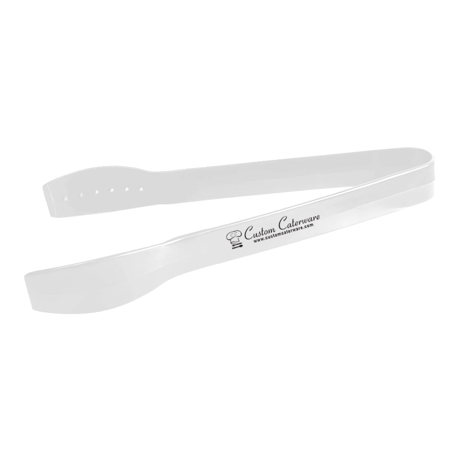 10" Heavy Duty White Plastic Serving Tongs Custom Caterware